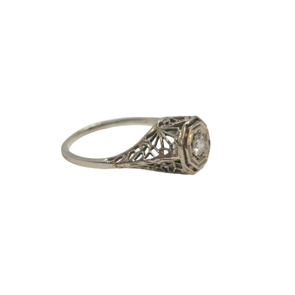 Superbe Bague Ancienne en Or Blanc 18K - 1.90 G - T 52