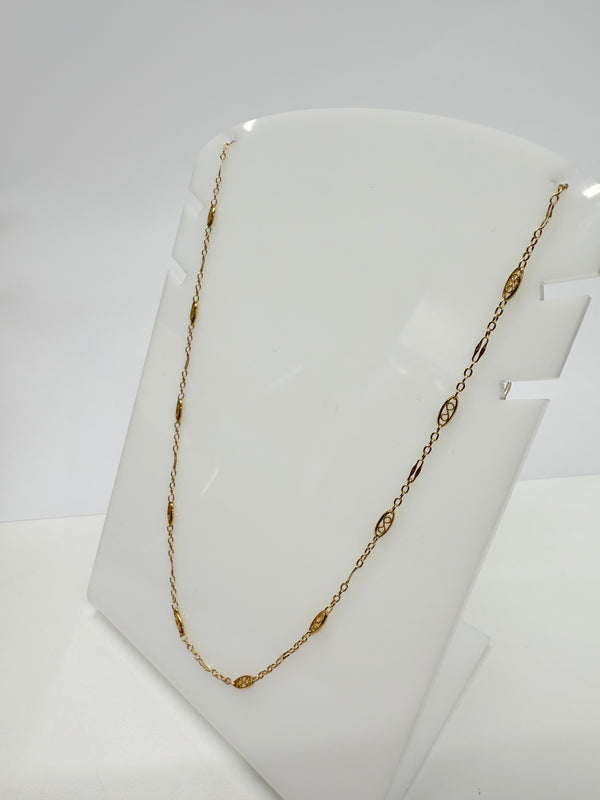 Collier Or Jaune Longue Chaîne Maille Filigrane 18k