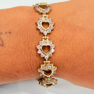 Bracelet Cœur et Zirconium en Or Jaune 18 K