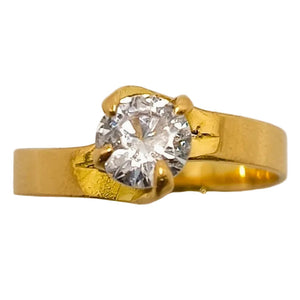 Bague Solitaire Or Jaune avec Oxyde de Zirconium 18K