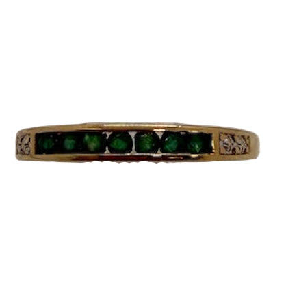 Bague Empierrée en Or Jaune 18 Carats avec Émeraudes Taille 53