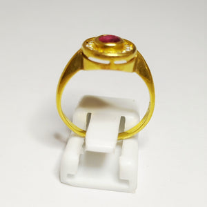 Bague en Or Jaune 18 Carats avec Rubis et Diamants – T 54