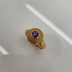 Bague Chevalière Or Jaune 18K - 4.22 G - Taille 53  Améthyst