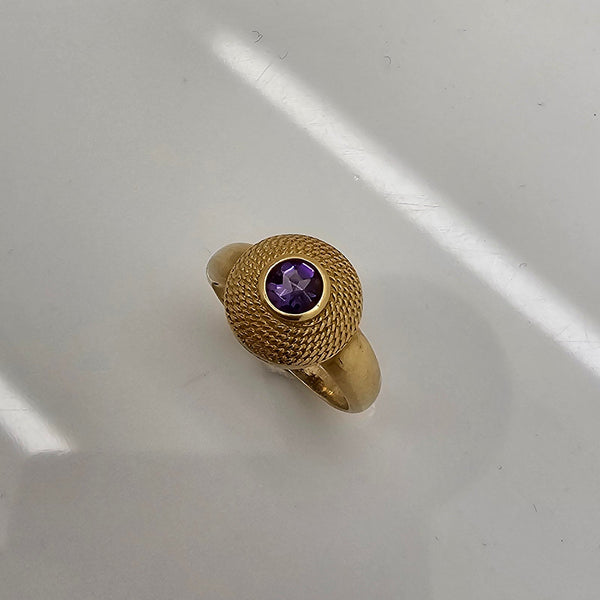 Bague Chevalière Or Jaune 18K - 4.22 G - Taille 53  Améthyst