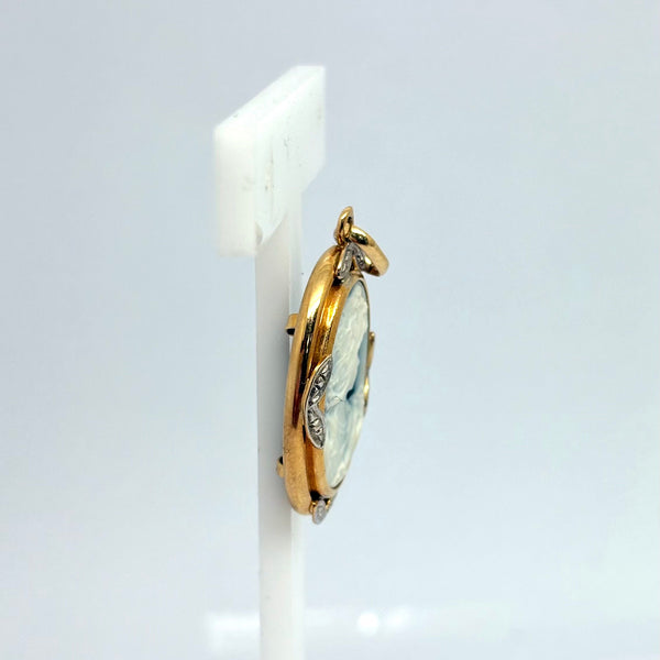 Pendentif Médaille en Or Jaune et Or Gris 18 K