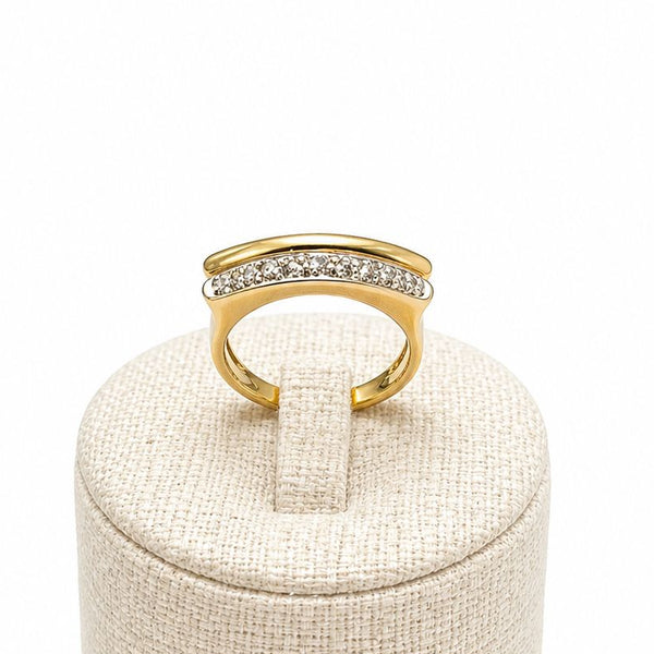 Bague Or jaune et blanc 18K - Diamants - Taille 54 - 3.17G