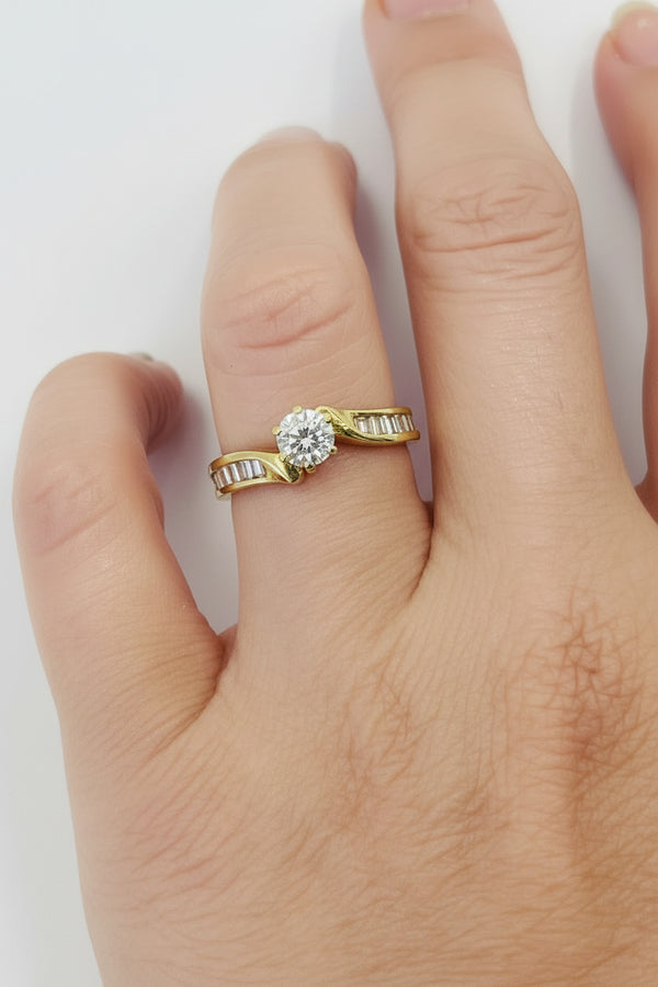 Bagues Solitaire Or Jaune 18 K - Taille 51 - 3.60 G