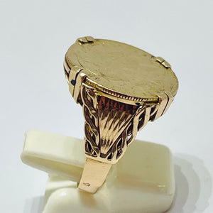 Bague pièce en Or Jaune 18K - Taille 59 - 7.49 Grs