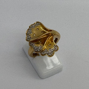 Bague Ancienne en Or Jaune 18K avec Diamants - taille 51 - 6.67g