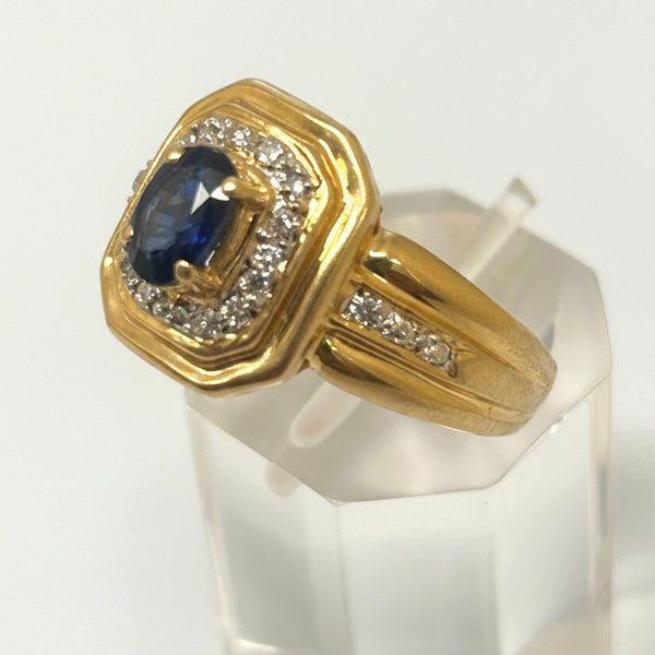 Bague en Or Jaune et Diamants/Saphir
