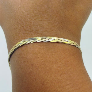 Bracelet Tressé en Or 3 Couleurs 18K - 18cm - 4.02G