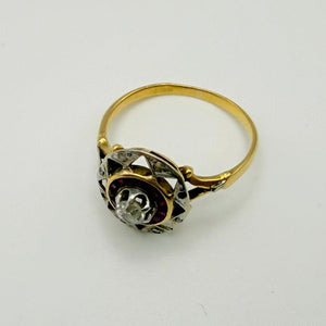 Bagues en Or Jaune avec Diamants et Rubis 18K - 2.36g