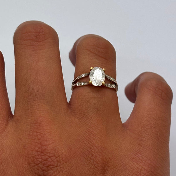 Bague Empierrée en Or Jaune 18 Carats - Taille 50