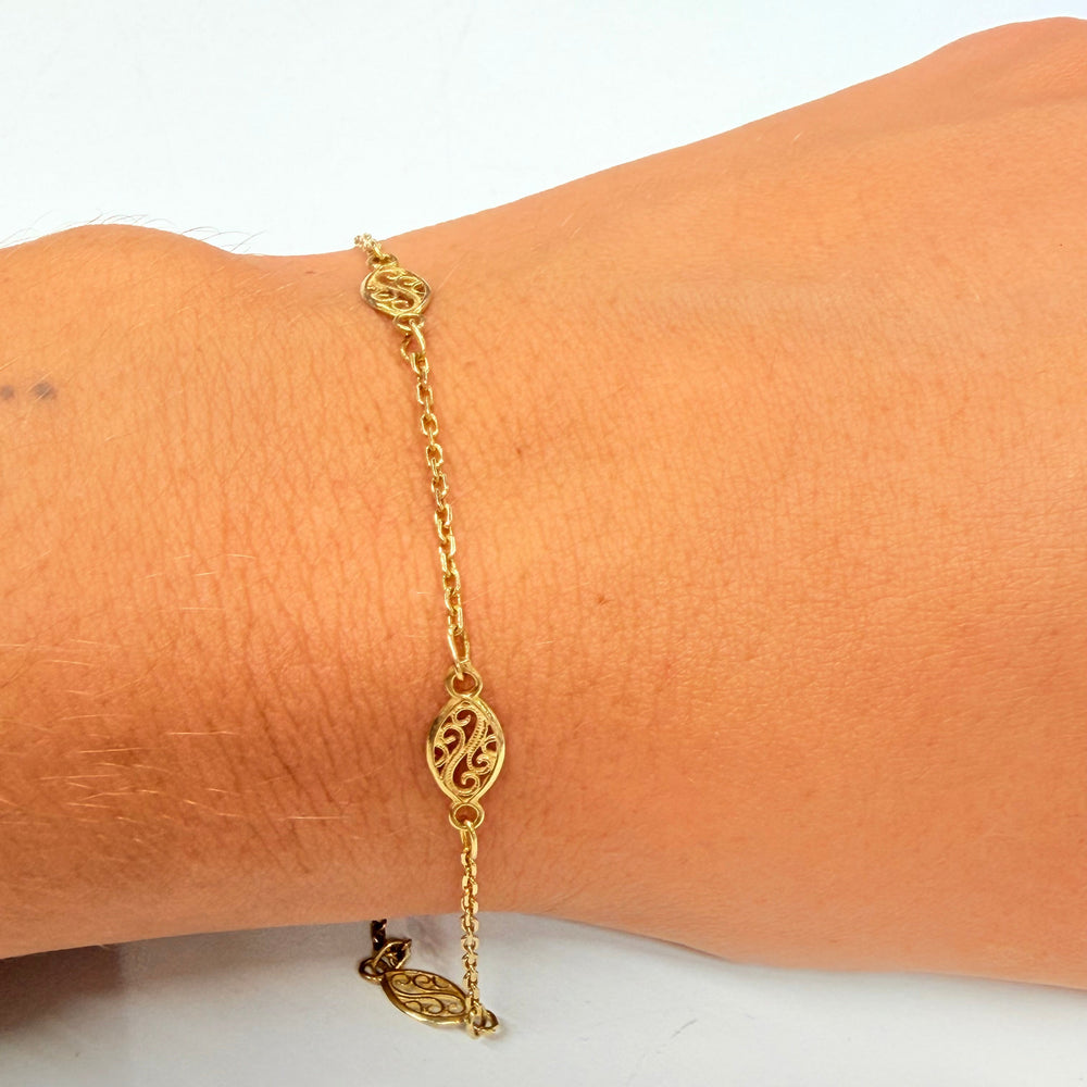 Bracelet maille filigrane en or jaune 18K
