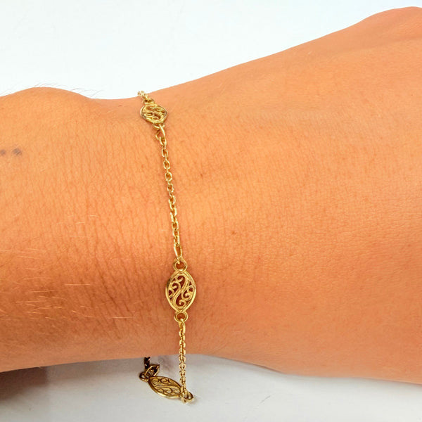 Bracelet maille filigrane en or jaune 18K