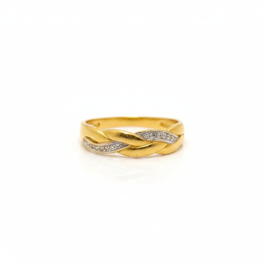 Bagues demi tour en or jaune et blanc 18 K - Taille 54 - 2.25 G