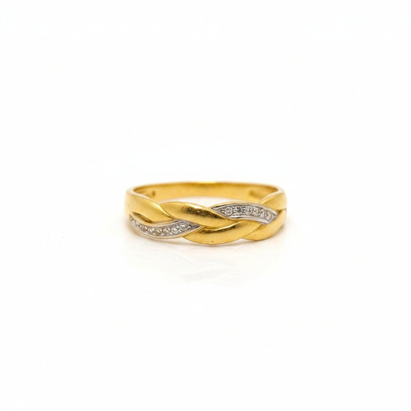Bagues demi tour en or jaune et blanc 18 K - Taille 54 - 2.25 G