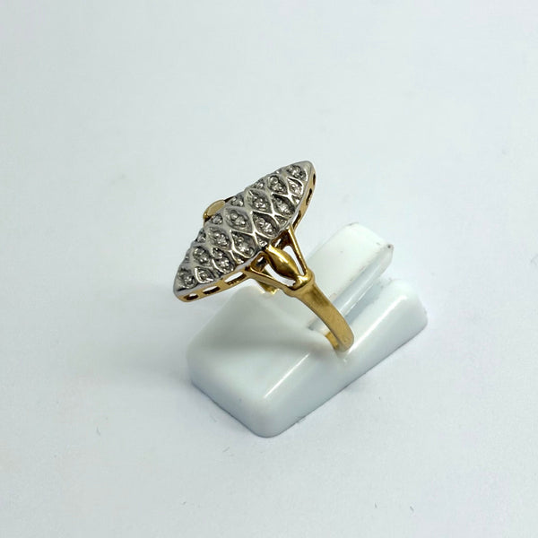 Bague Marquise OR Jaune et Blanc 18K - 3.20 G - T 56