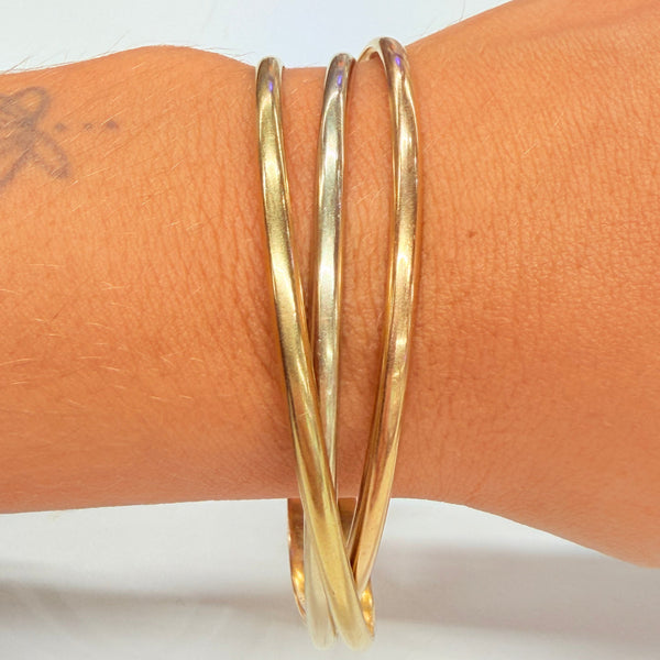 Bracelet jonc en or jaune, blanc et rose 18 K
