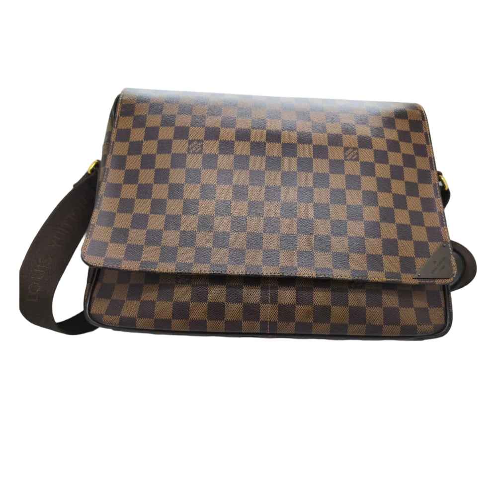 Sac bandoulière LV Shelton en toile Damier marron