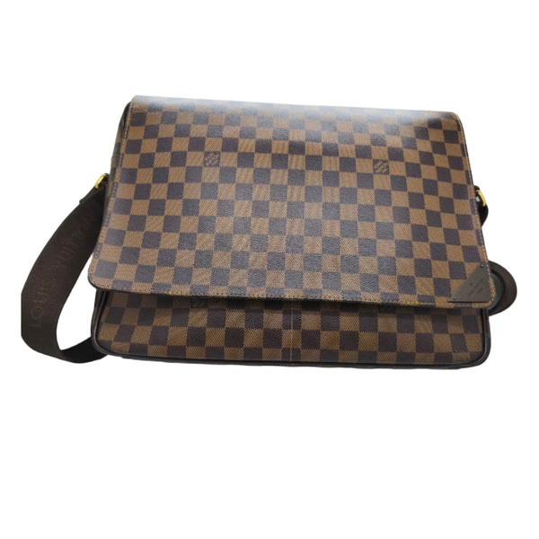 Sac bandoulière LV Shelton en toile Damier marron