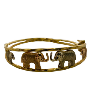 BRACELET JONC ÉLÉPHANT - OR JAUNE, GRIS ET ROSE 18K