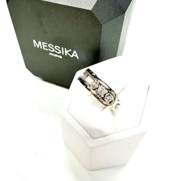 Bague Signée Or Blanc 18K avec Diamants MESSIKA 4.04 Grs - Taille 52