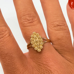 Bague Marquise en Or Jaune 18k Taille-57