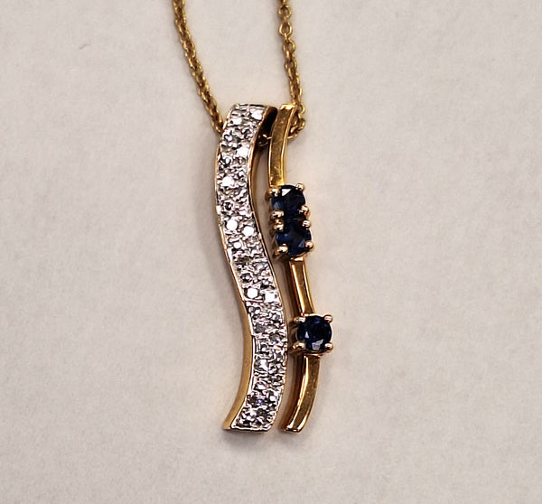 Collier Princesse en Or Jaune avec Diamants et Saphirs