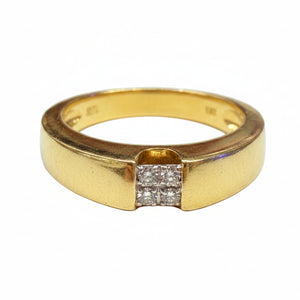 Baguette en or jaune 18k avec 4 éclats de diamants