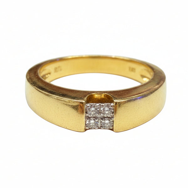 Baguette en or jaune 18k avec 4 éclats de diamants