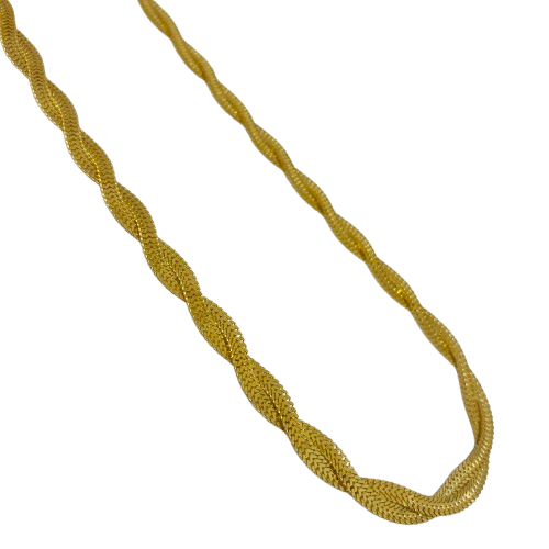 Collier ras du cou torsadé en or jaune 14 carats - 9.81 Grs