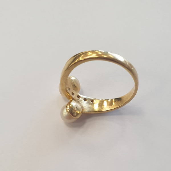 Bagues Or Jaune 18 K avec Perles et Oxydes - 4.58 Grs