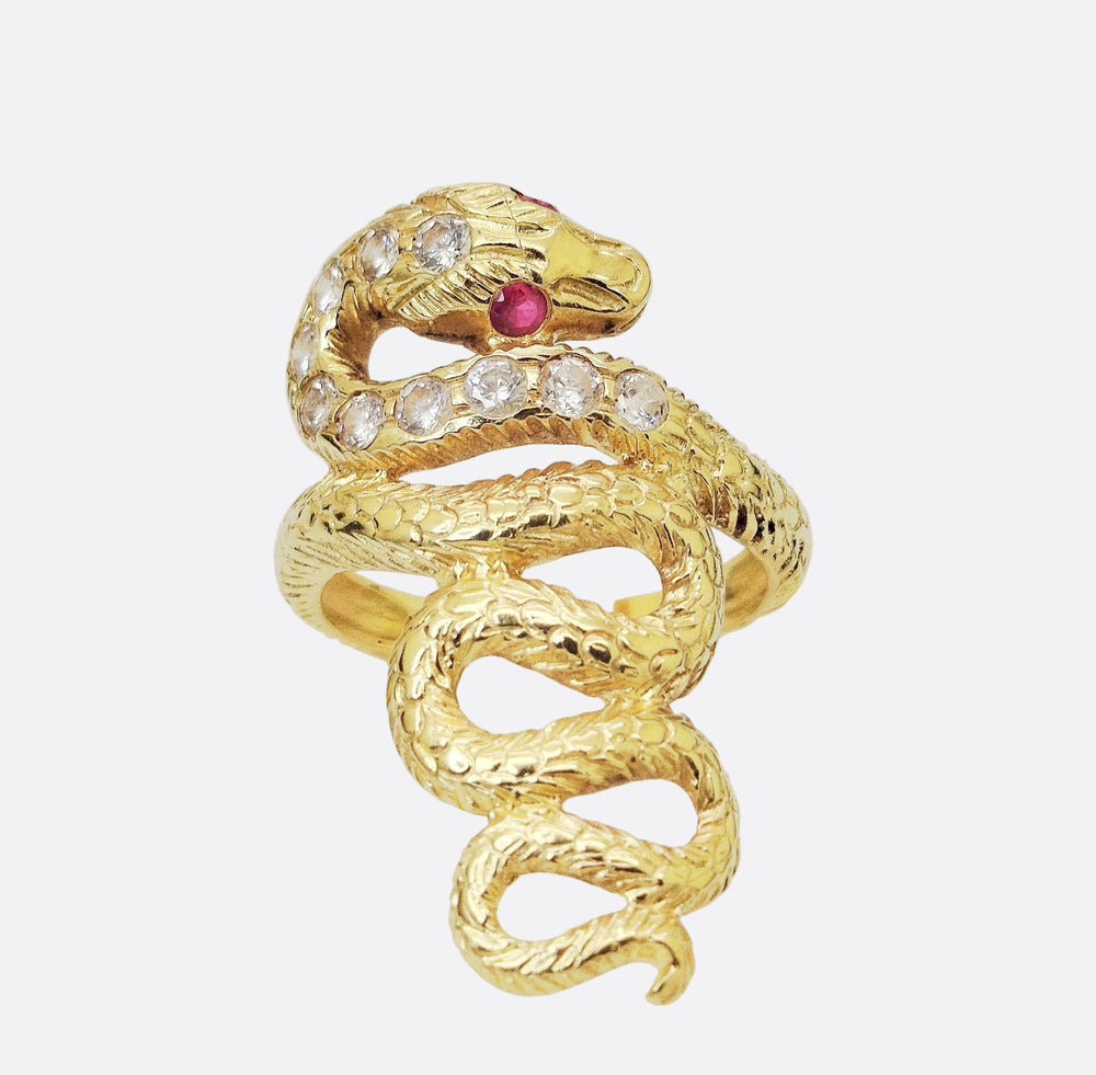 Bague Serpent Or Jaune 18K - Taille 56 - 6.78gr
