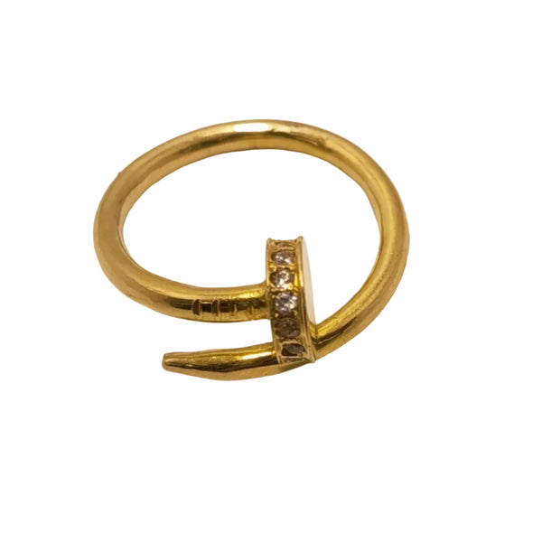 Bague Demi Tour Or Jaune 18K avec Oxyde