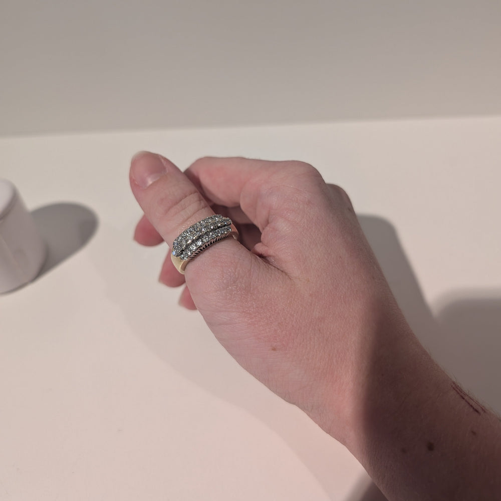 Bague Baguette en Or Jaune avec 28 Diamants - T 60