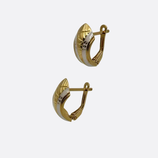 Boucles d'oreilles en Or jaune et blanc 18k -  2.21 G