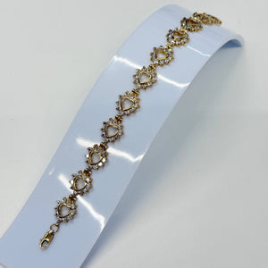 Bracelet Cœur et Zirconium en Or Jaune 18 K