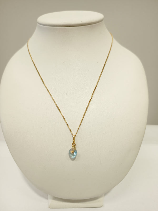 Collier Matinée Inspiré Aigue Marine Coeur
