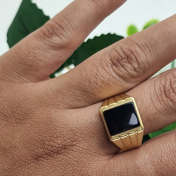 Chevalière en Or 18K avec Onyx - Taille 65