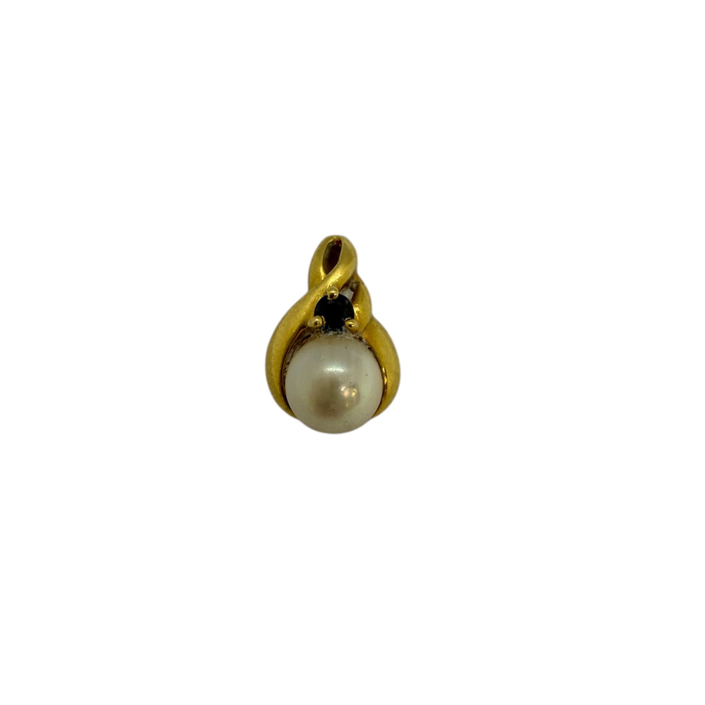 Pendentif Solitaire en Or Jaune 18K avec Saphir - 1.09 Grs