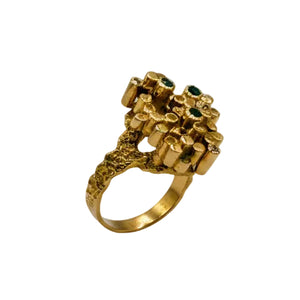 Bague Ancienne en Or Jaune 18K avec Diamants