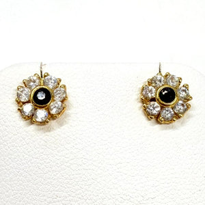 Boucles d'oreilles en Or jaune 18K - Diamants noirs - 1.58g