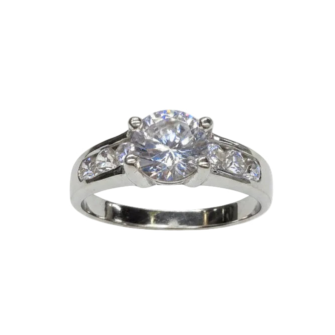 Bague Solitaire Or Blanc et Zirconium 18k