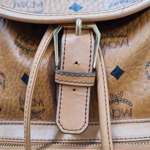 Sac à dos MCM Heritage Drawstring en cuir beige