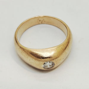 Bague jonc en Or Jaune 18K avec diamant  6.89Grs - Taille 53