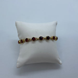 Bracelet en or 18 carats avec grenats incrustés - 18.5 Cm