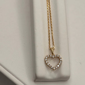 Collier Princesse en Or Jaune 18K avec Pendentif Cœur