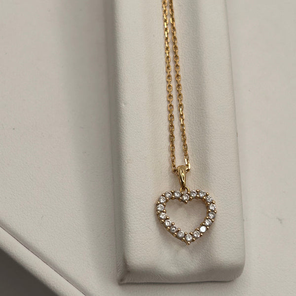 Collier Princesse en Or Jaune 18K avec Pendentif Cœur