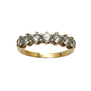 Bague Demi Tour Or Jaune 18k avec 7 oxydes de zirconium